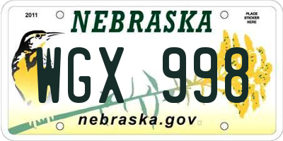 NE license plate WGX998
