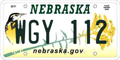 NE license plate WGY112