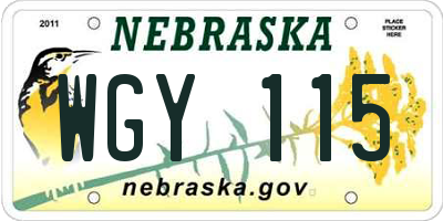 NE license plate WGY115