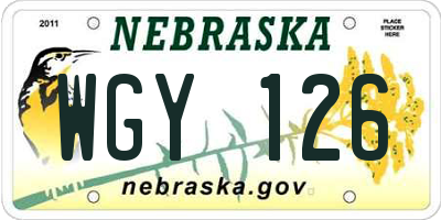 NE license plate WGY126