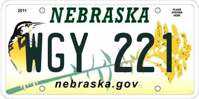 NE license plate WGY221