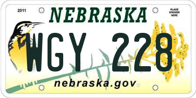 NE license plate WGY228