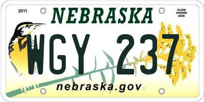 NE license plate WGY237