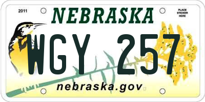 NE license plate WGY257