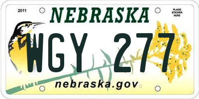 NE license plate WGY277