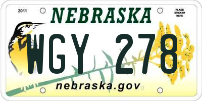 NE license plate WGY278