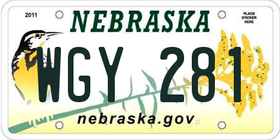 NE license plate WGY281