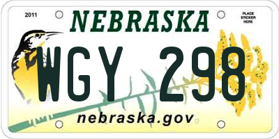 NE license plate WGY298