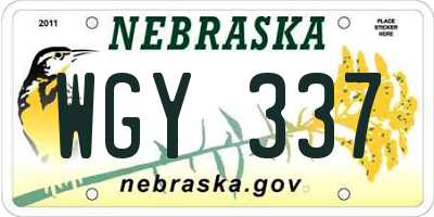 NE license plate WGY337