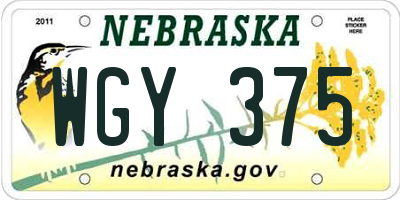 NE license plate WGY375
