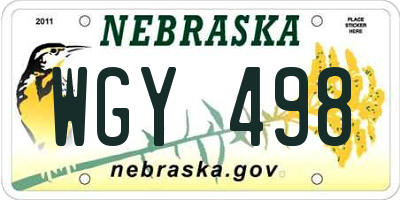 NE license plate WGY498