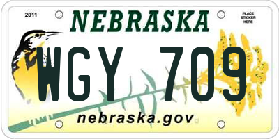 NE license plate WGY709