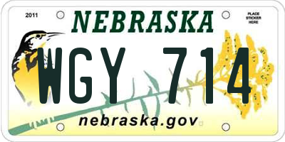 NE license plate WGY714