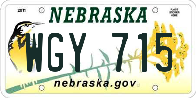 NE license plate WGY715