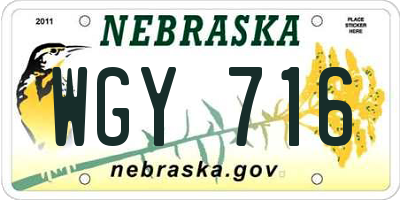NE license plate WGY716