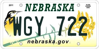NE license plate WGY722