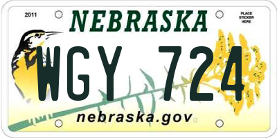 NE license plate WGY724