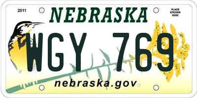 NE license plate WGY769