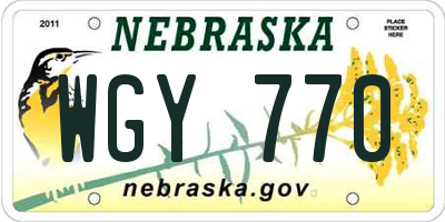 NE license plate WGY770