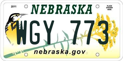 NE license plate WGY773