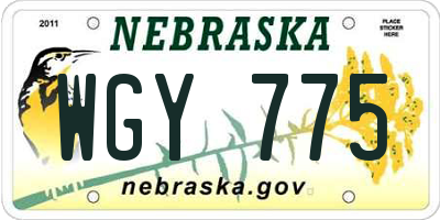 NE license plate WGY775