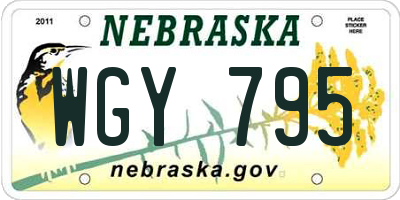 NE license plate WGY795