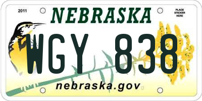 NE license plate WGY838