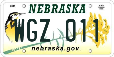 NE license plate WGZ011