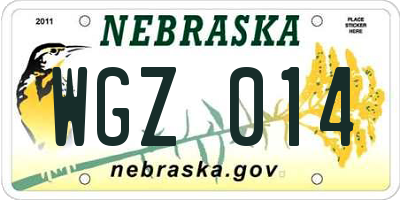 NE license plate WGZ014