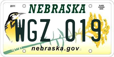 NE license plate WGZ019