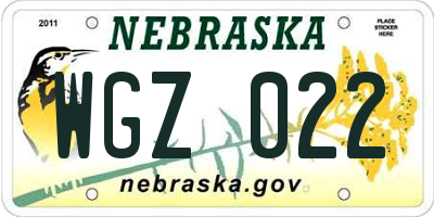 NE license plate WGZ022