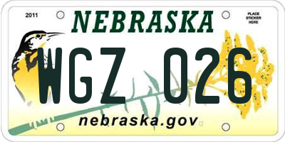 NE license plate WGZ026