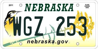 NE license plate WGZ253