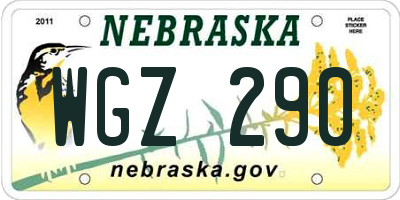 NE license plate WGZ290