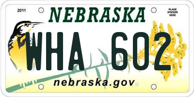NE license plate WHA602