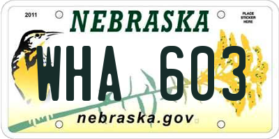 NE license plate WHA603