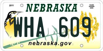 NE license plate WHA609