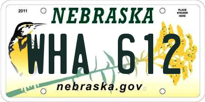 NE license plate WHA612