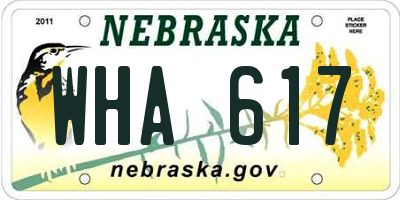 NE license plate WHA617
