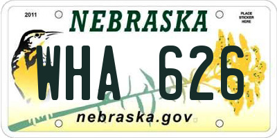 NE license plate WHA626