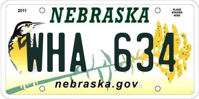 NE license plate WHA634