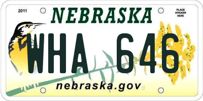 NE license plate WHA646