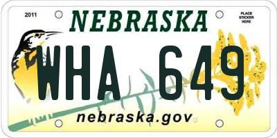 NE license plate WHA649