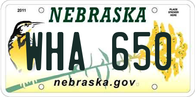 NE license plate WHA650