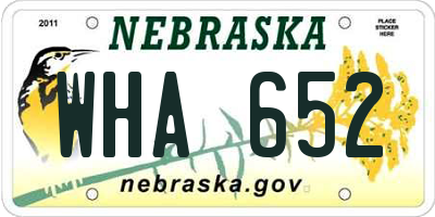 NE license plate WHA652