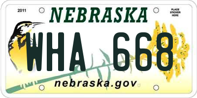 NE license plate WHA668