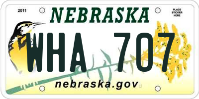 NE license plate WHA707
