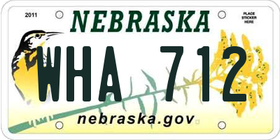 NE license plate WHA712