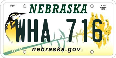 NE license plate WHA716