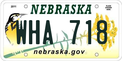 NE license plate WHA718